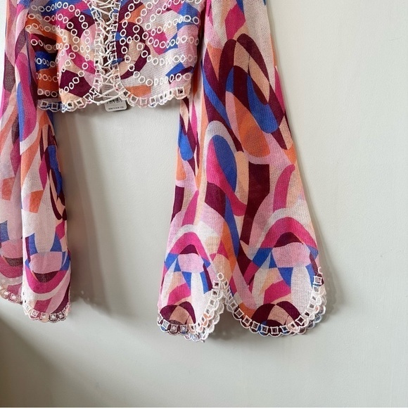 RARE-NWT-FREE People Eyes on You Bell Sleeve Eyelet Mesh Crop(Size:XLarge) - Picture 9 of 12